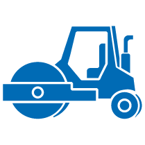 Blue paving equipment icon