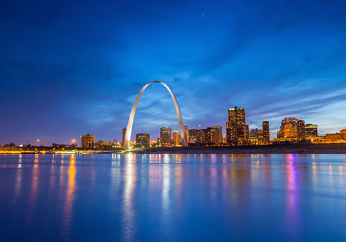 St. Louis Skyline with the arch and the river